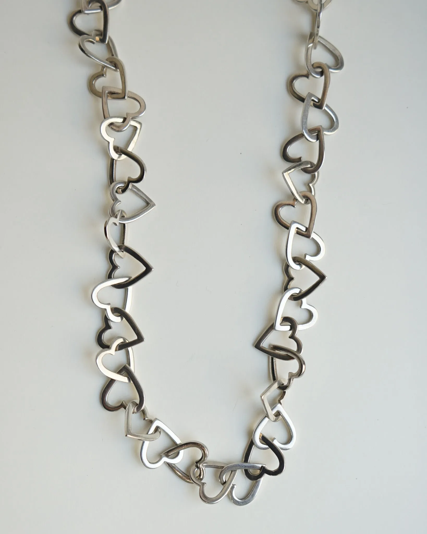 Silver Heart Linked Chain Necklace