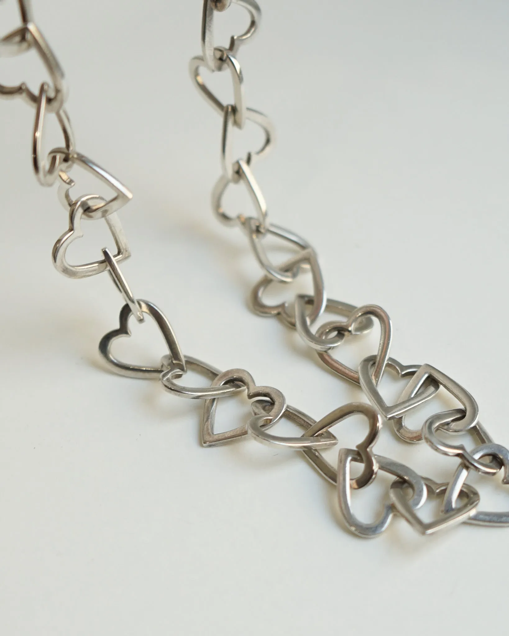 Silver Heart Linked Chain Necklace