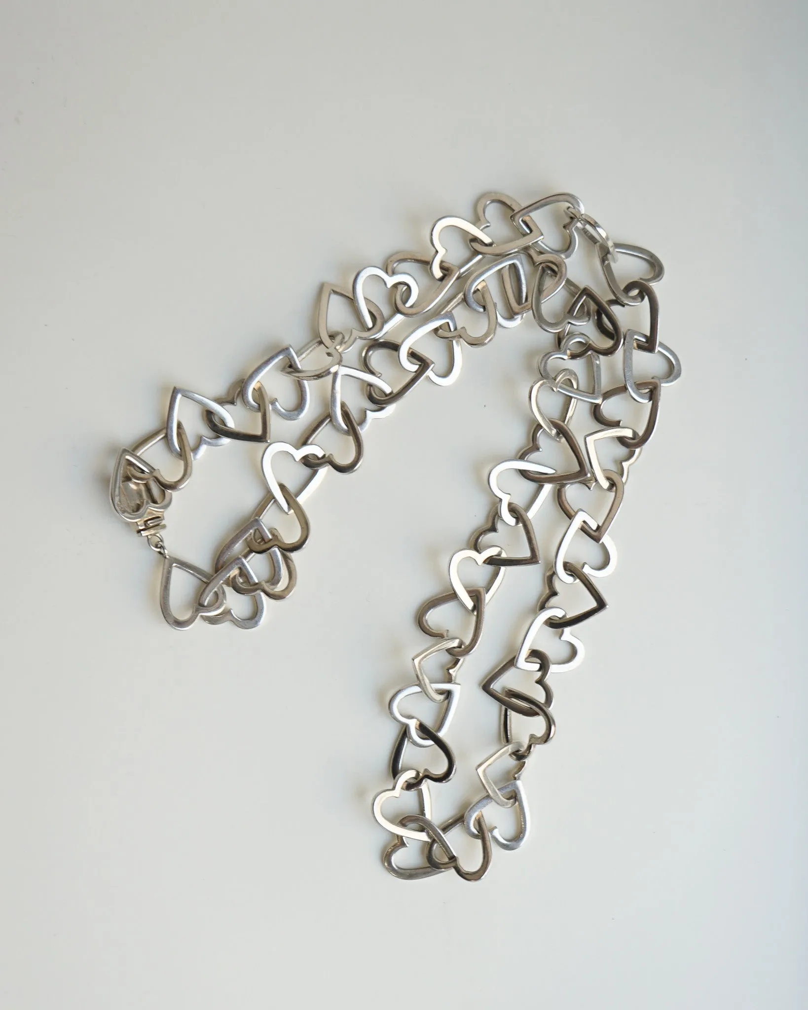 Silver Heart Linked Chain Necklace