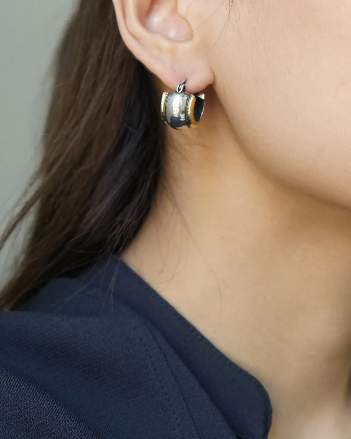 Silver x Brass Hoop Earrings