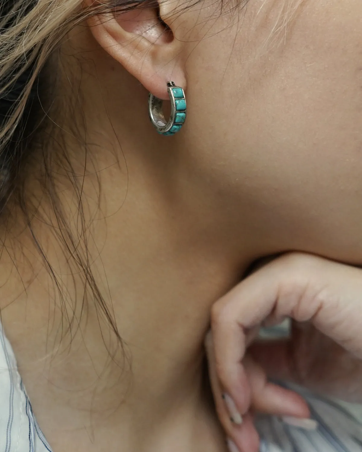 Silver x Turquoise Hoop Earrings
