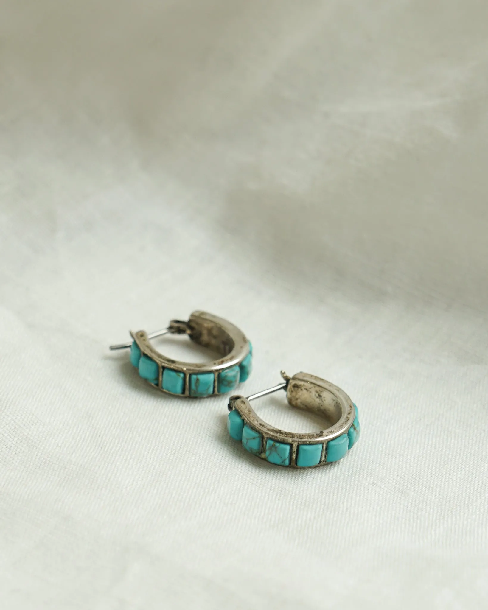 Silver x Turquoise Hoop Earrings