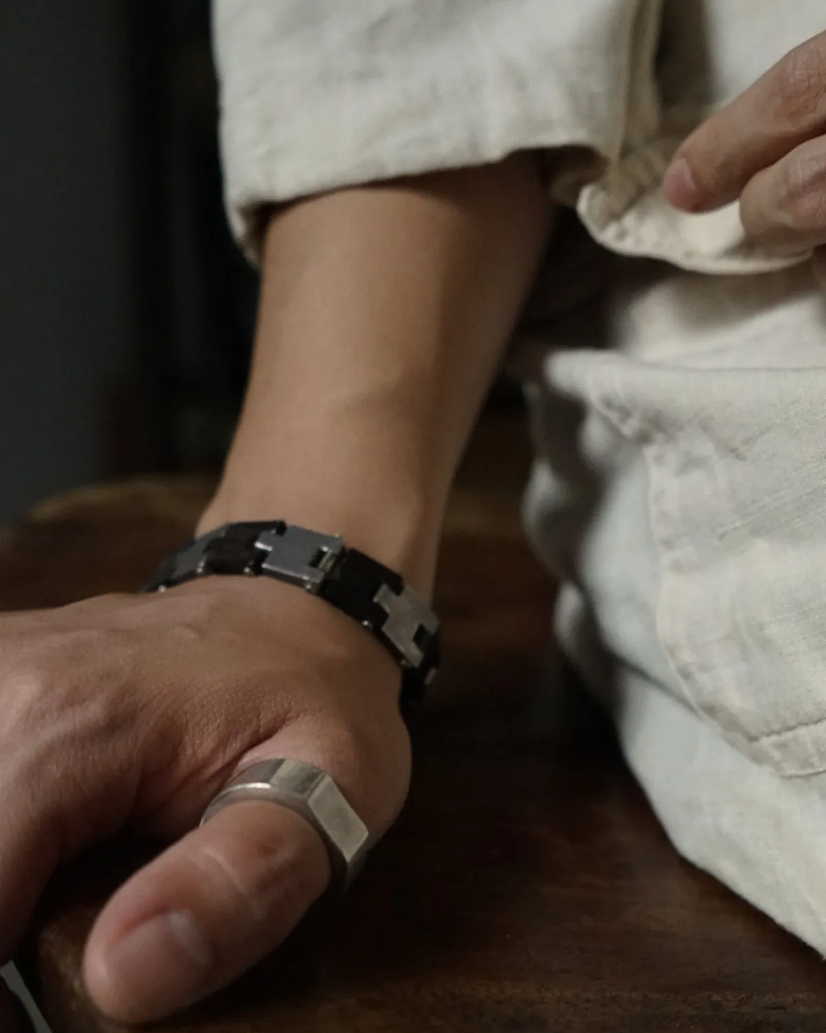 Silver x Wood Belt Bracelet