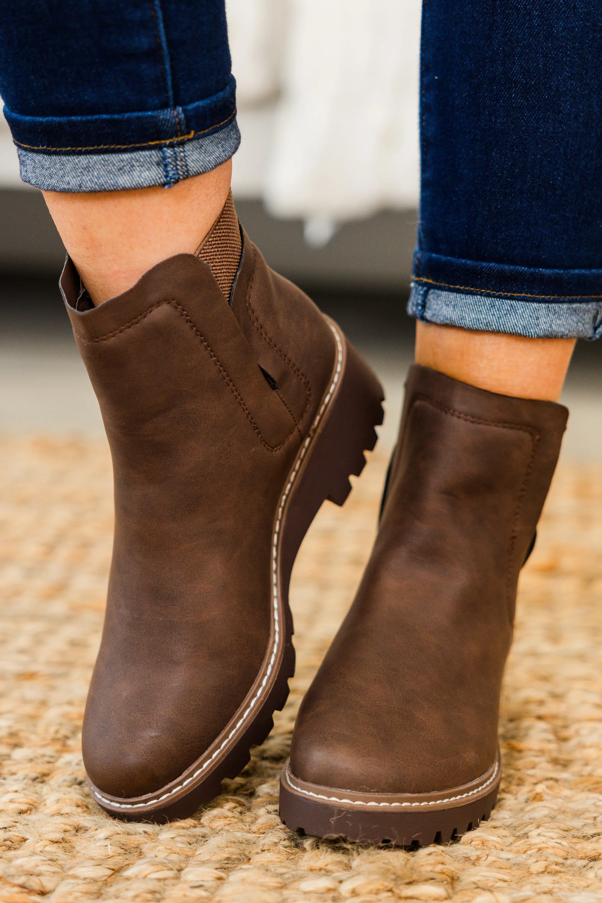 Sleek Street Booties, Brown