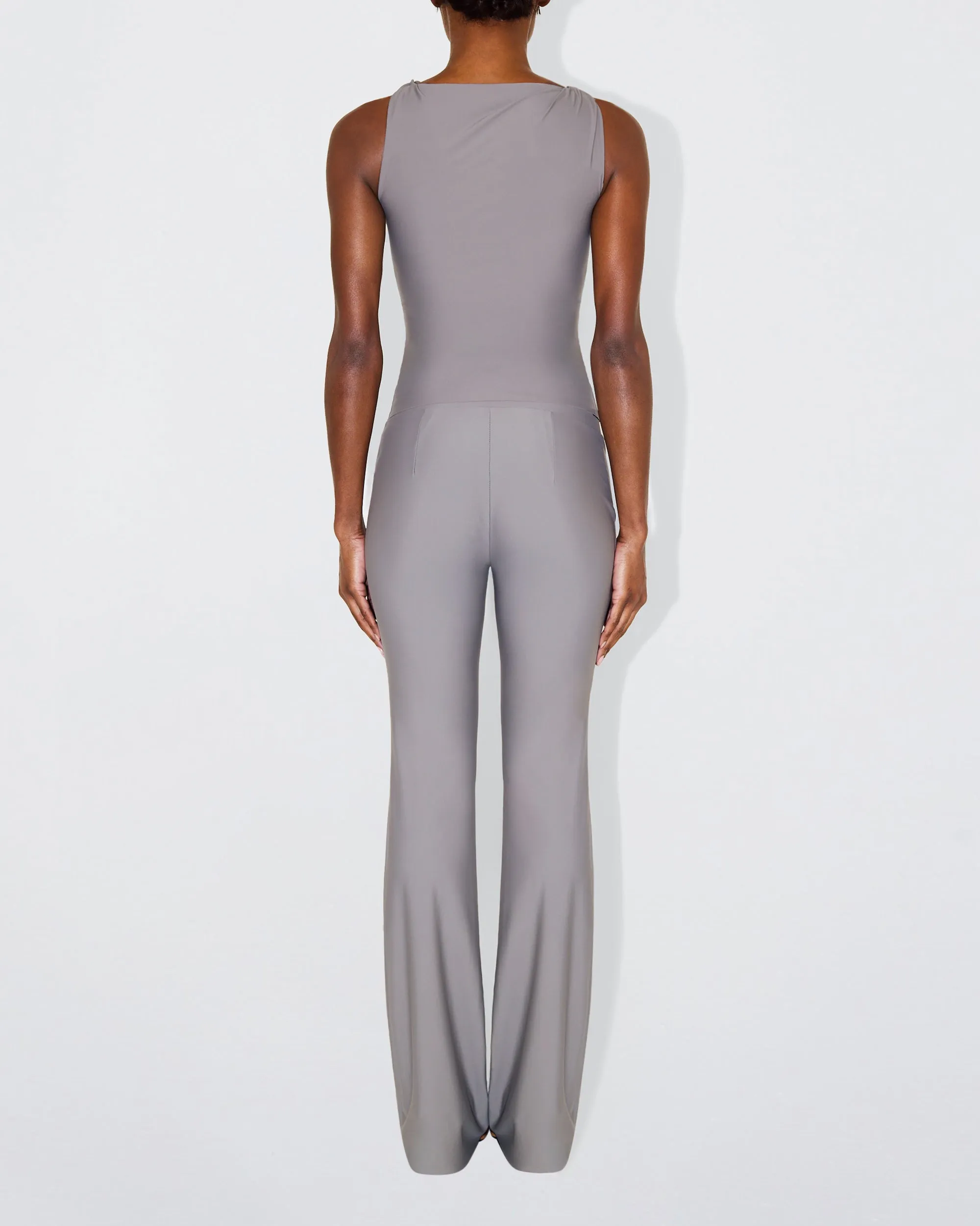 Sleek Stretch Knotted Top | Steel Grey