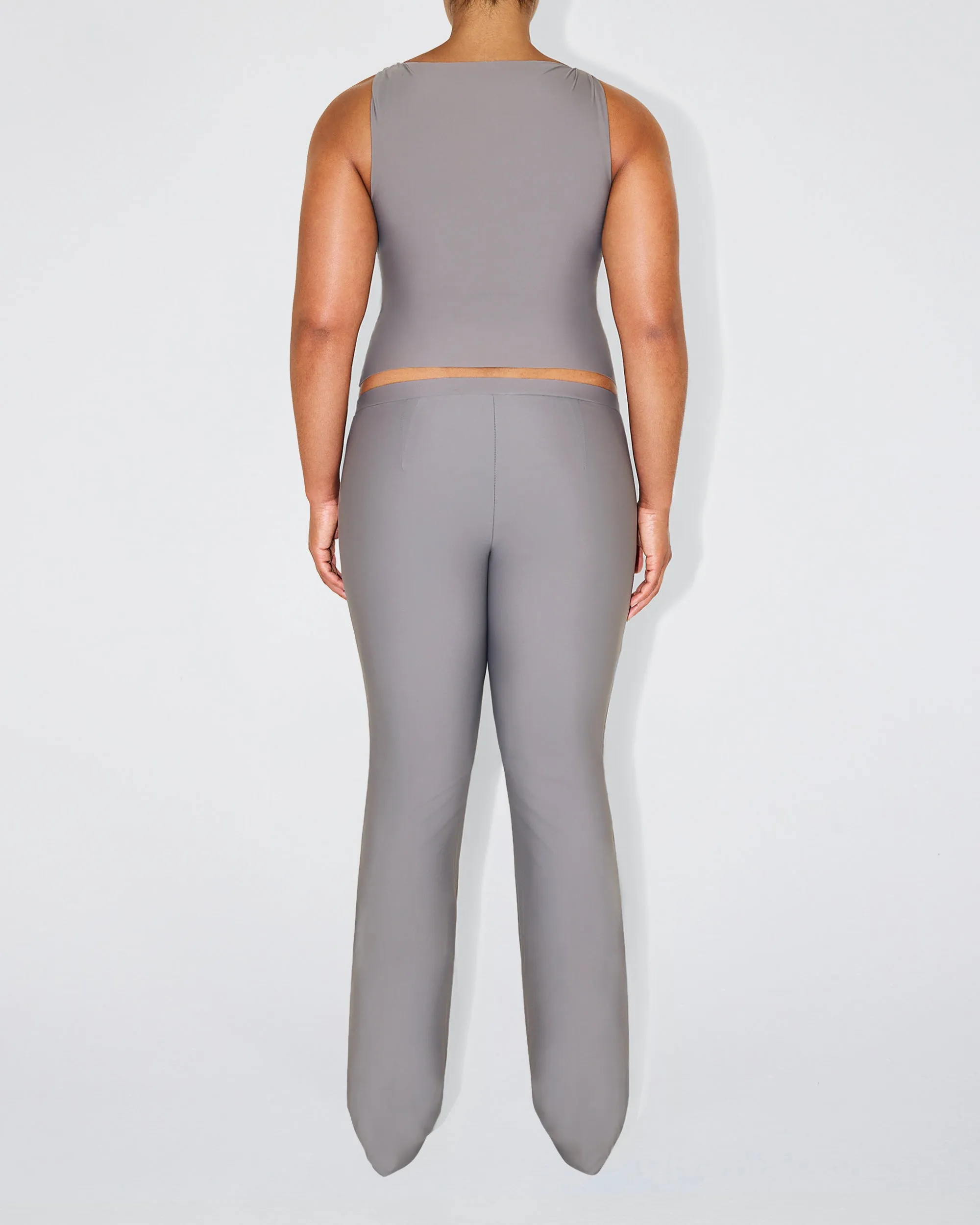 Sleek Stretch Knotted Top | Steel Grey