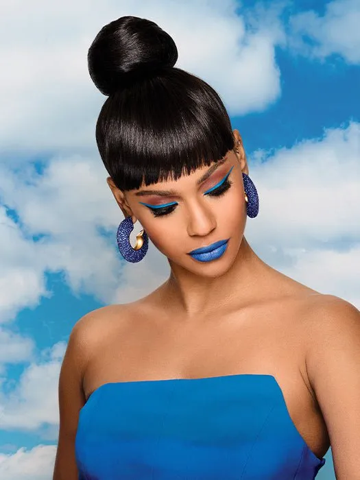 Sleek Style Bun & Bangs | Synthetic Hairpiece