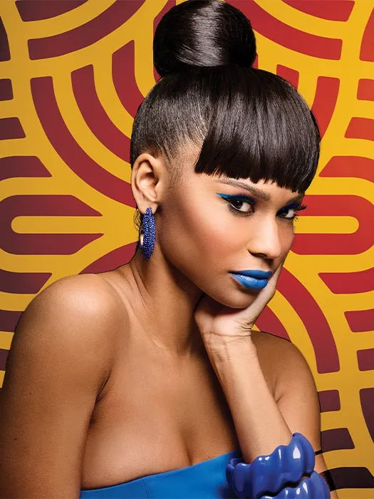 Sleek Style Bun & Bangs | Synthetic Hairpiece