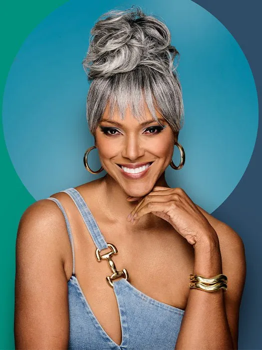 Sleek Style Bun & Bangs | Synthetic Hairpiece