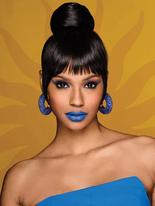Sleek Style Bun & Bangs | Synthetic Hairpiece