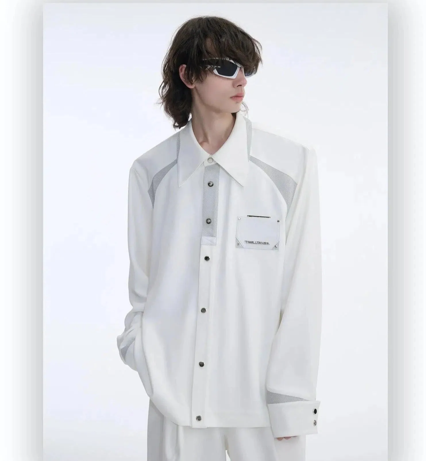 Sleek Wide Shoulder Buttoned Classic Shirt