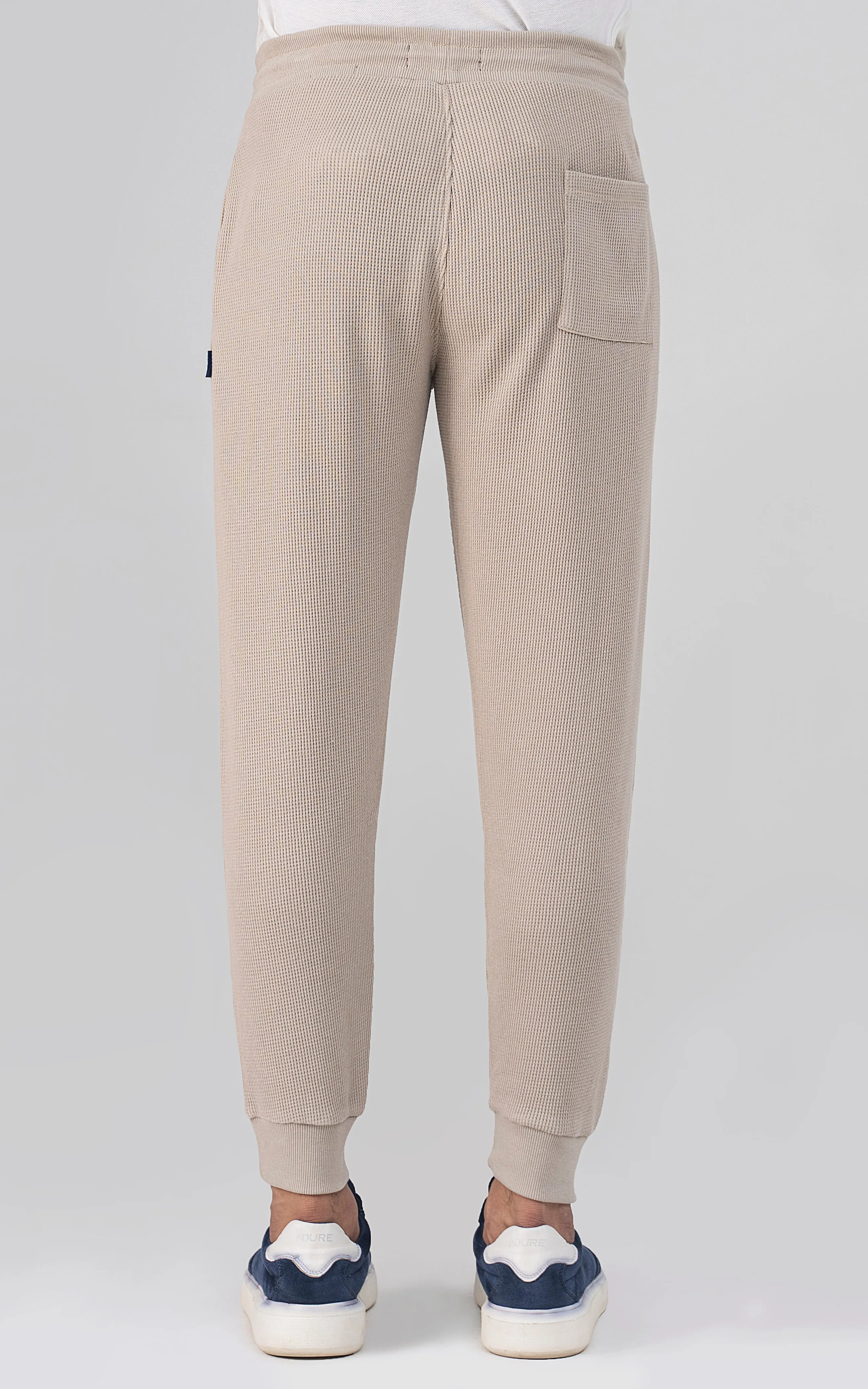 SLIM FIT WAFFLE JOGGER TROUSER OATMEAL
