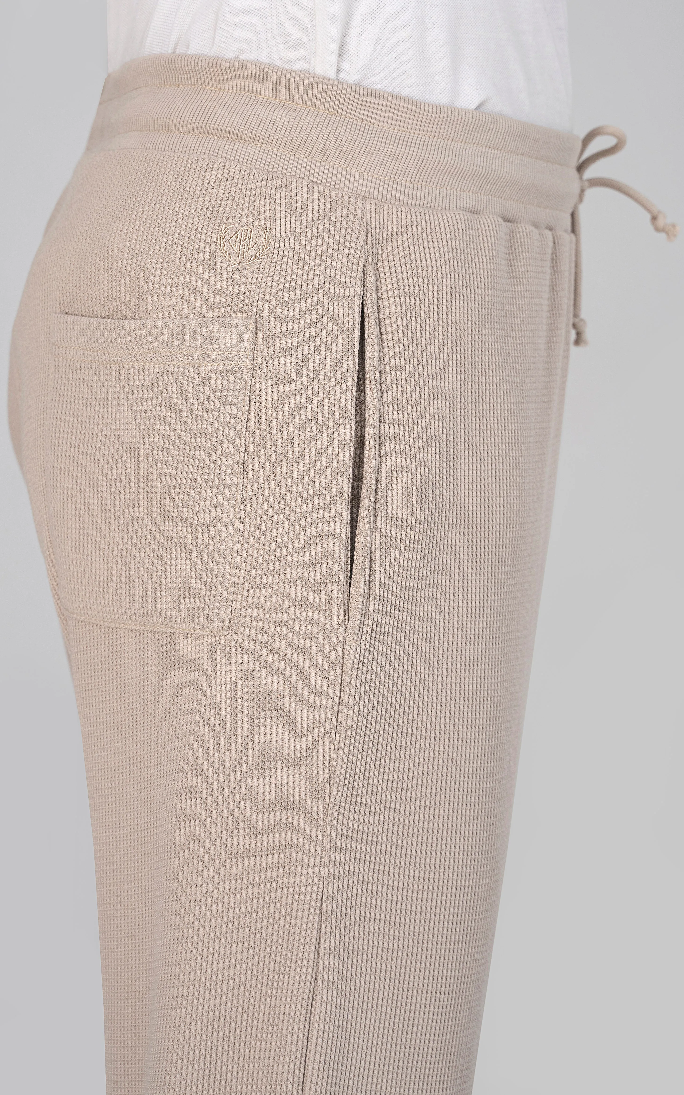 SLIM FIT WAFFLE JOGGER TROUSER OATMEAL