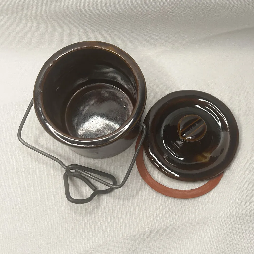 Small Stoneware Crock with Wire Bail Closure