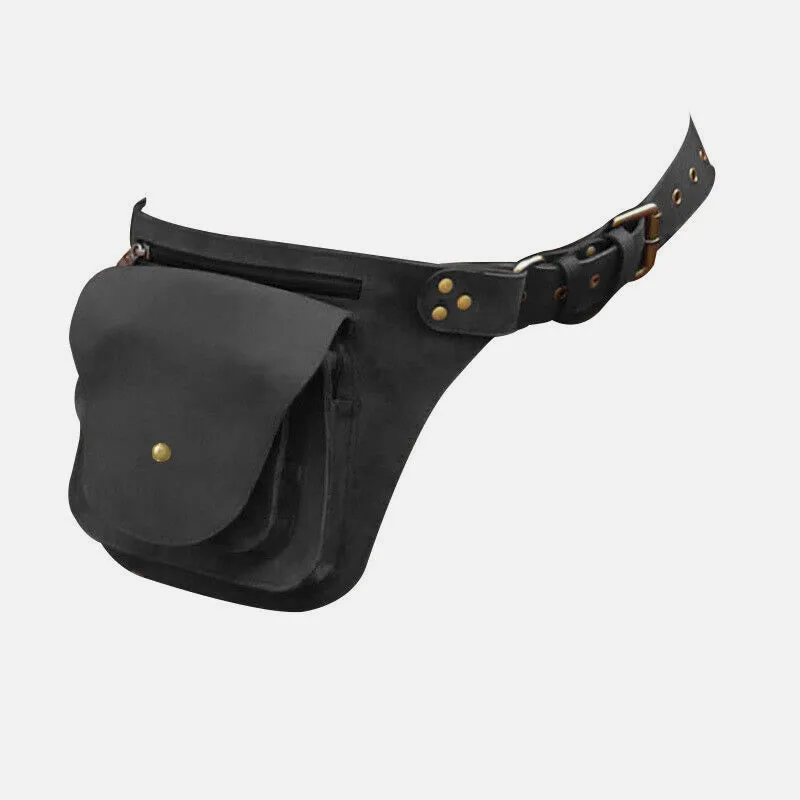 Solid Color Men Waist Bag Minimalist Punk Outdoor Belt Bag