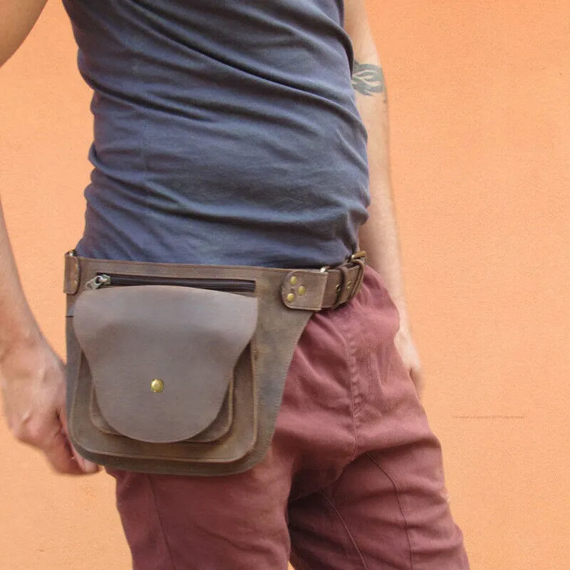 Solid Color Men Waist Bag Minimalist Punk Outdoor Belt Bag