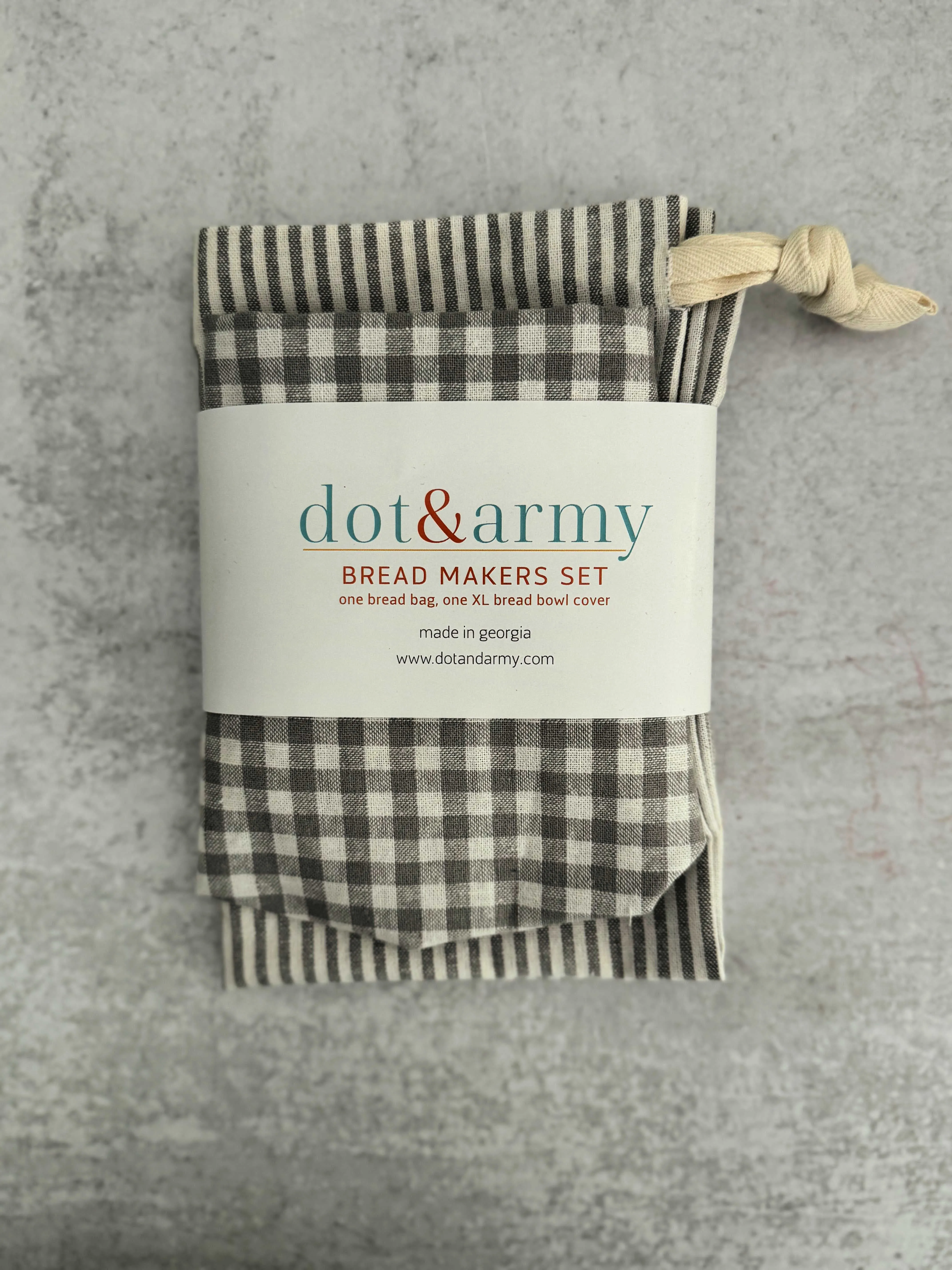 Stripe and Check Bread Makers Set, bread bag & bowl cover