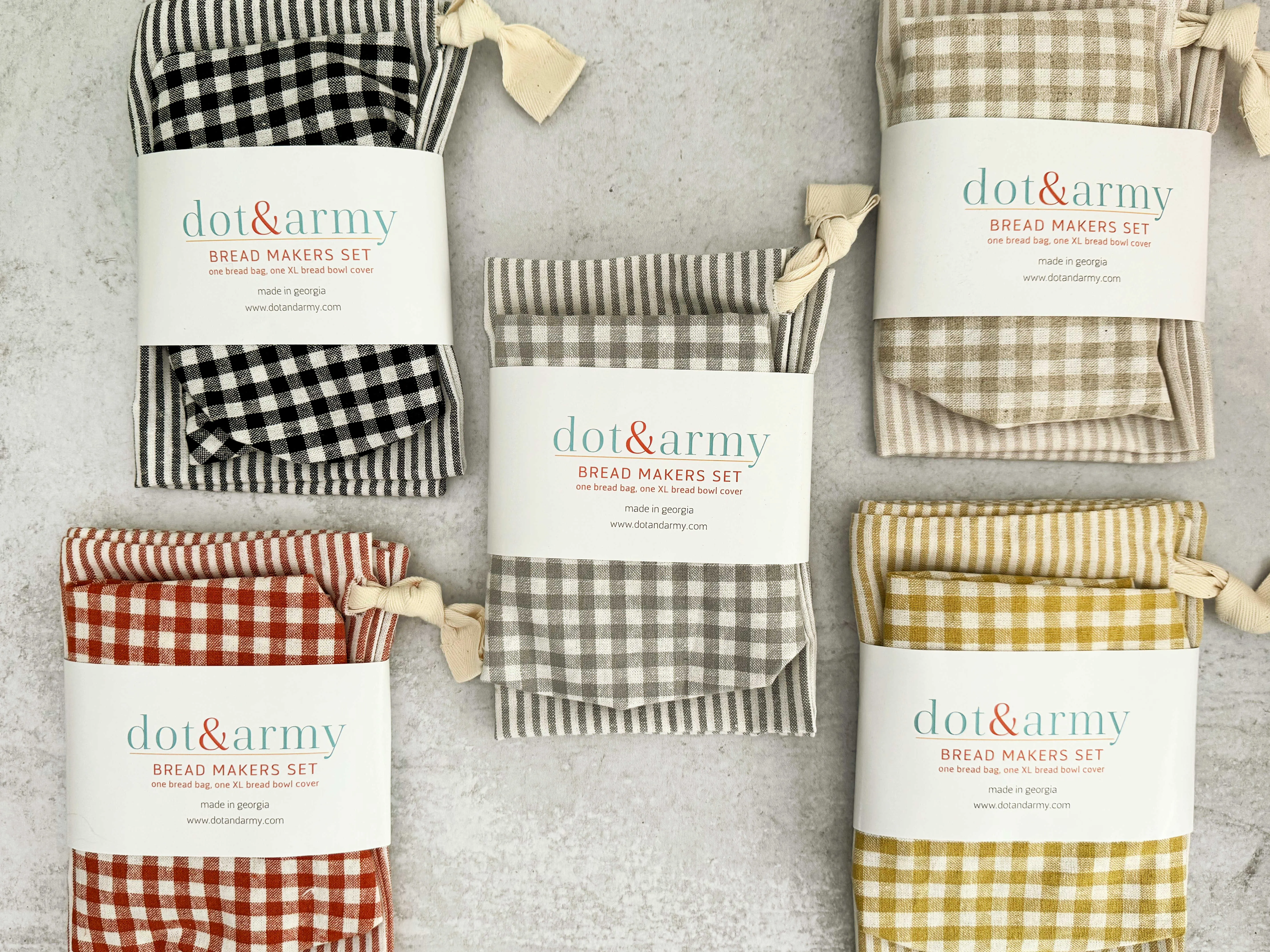 Stripe and Check Bread Makers Set, bread bag & bowl cover