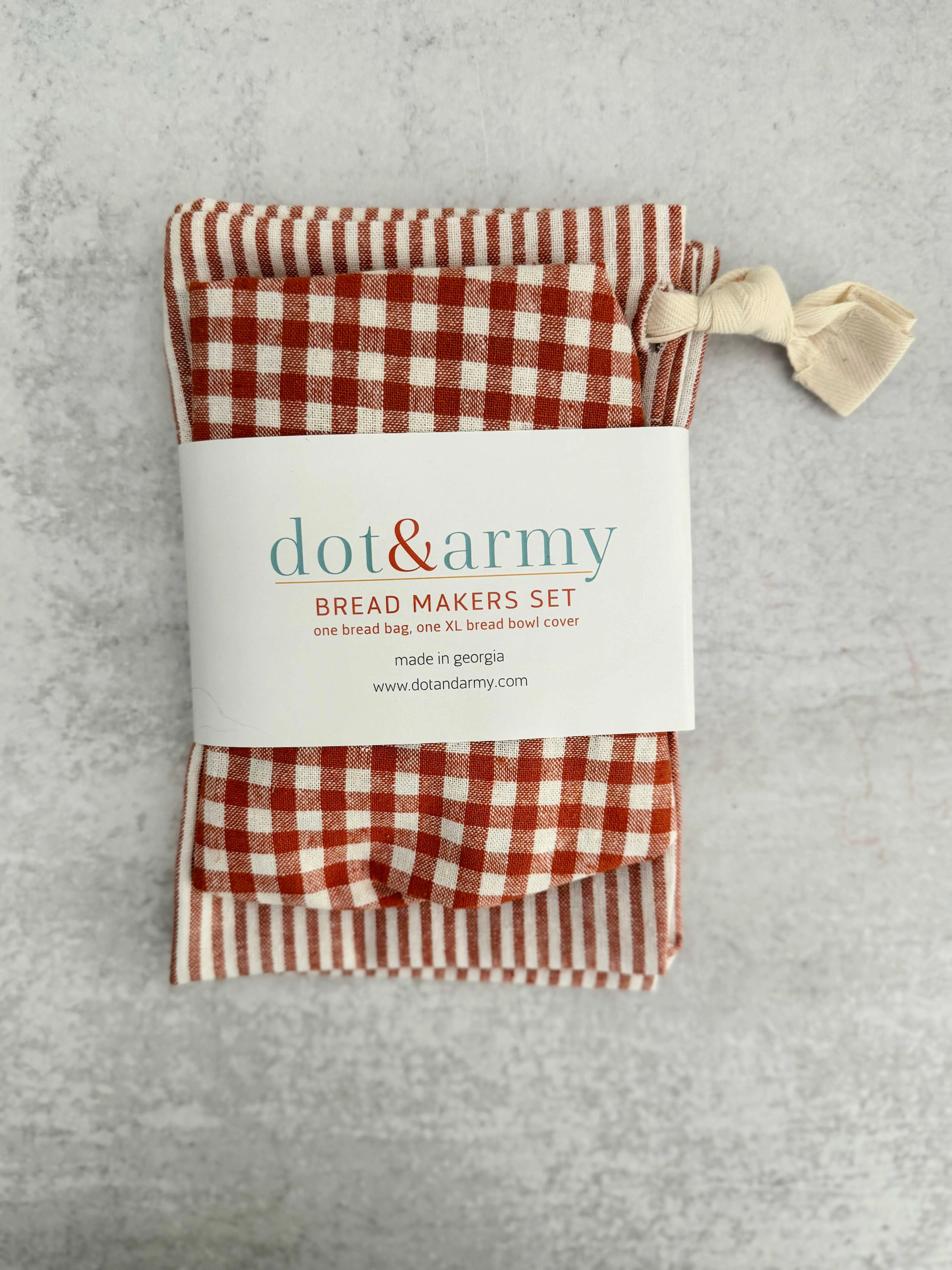 Stripe and Check Bread Makers Set, bread bag & bowl cover