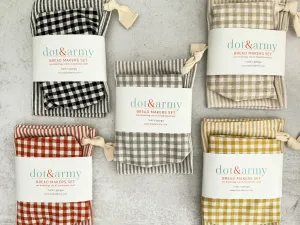 Stripe and Check Bread Makers Set, bread bag & bowl cover