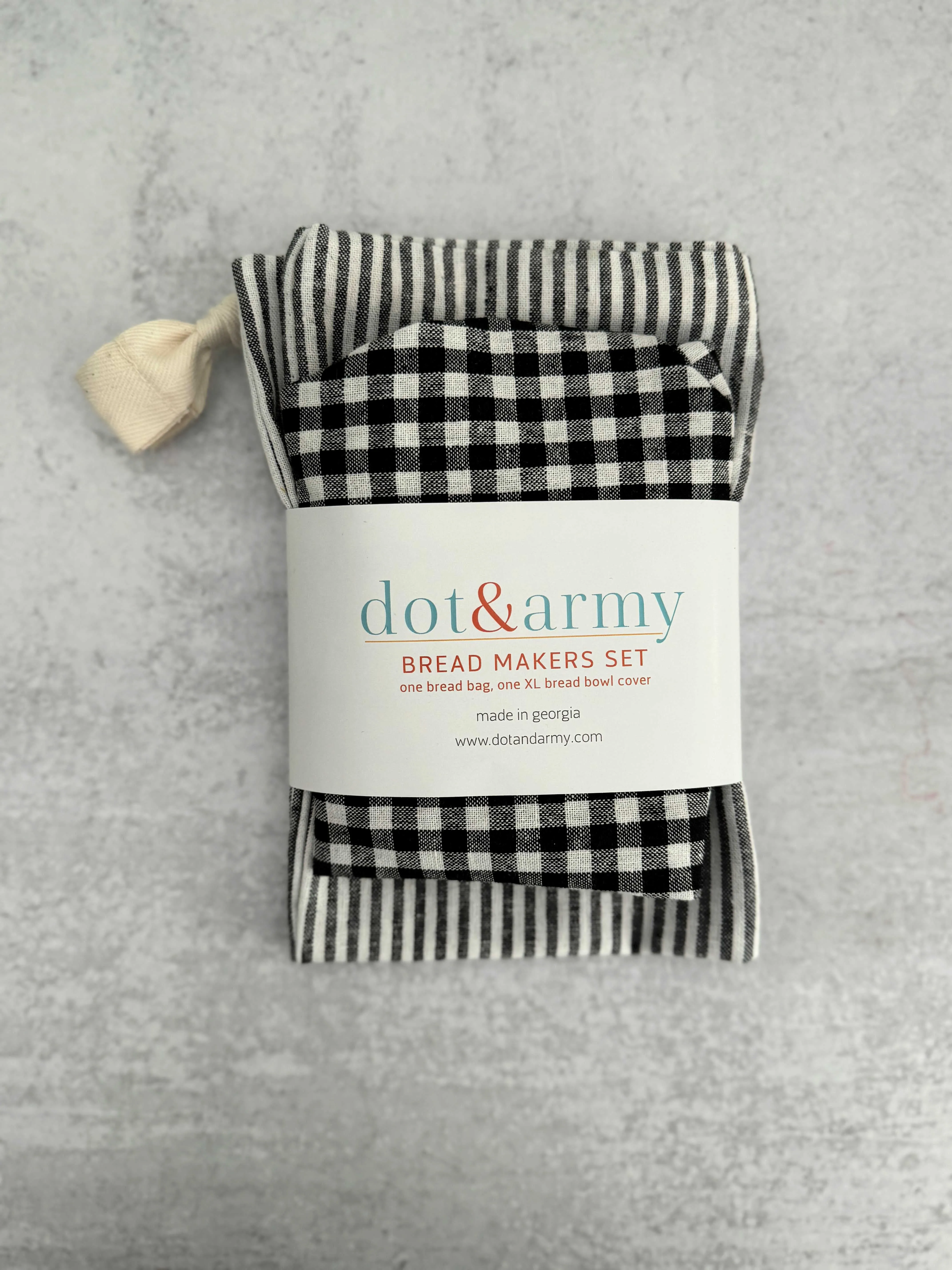 Stripe and Check Bread Makers Set, bread bag & bowl cover