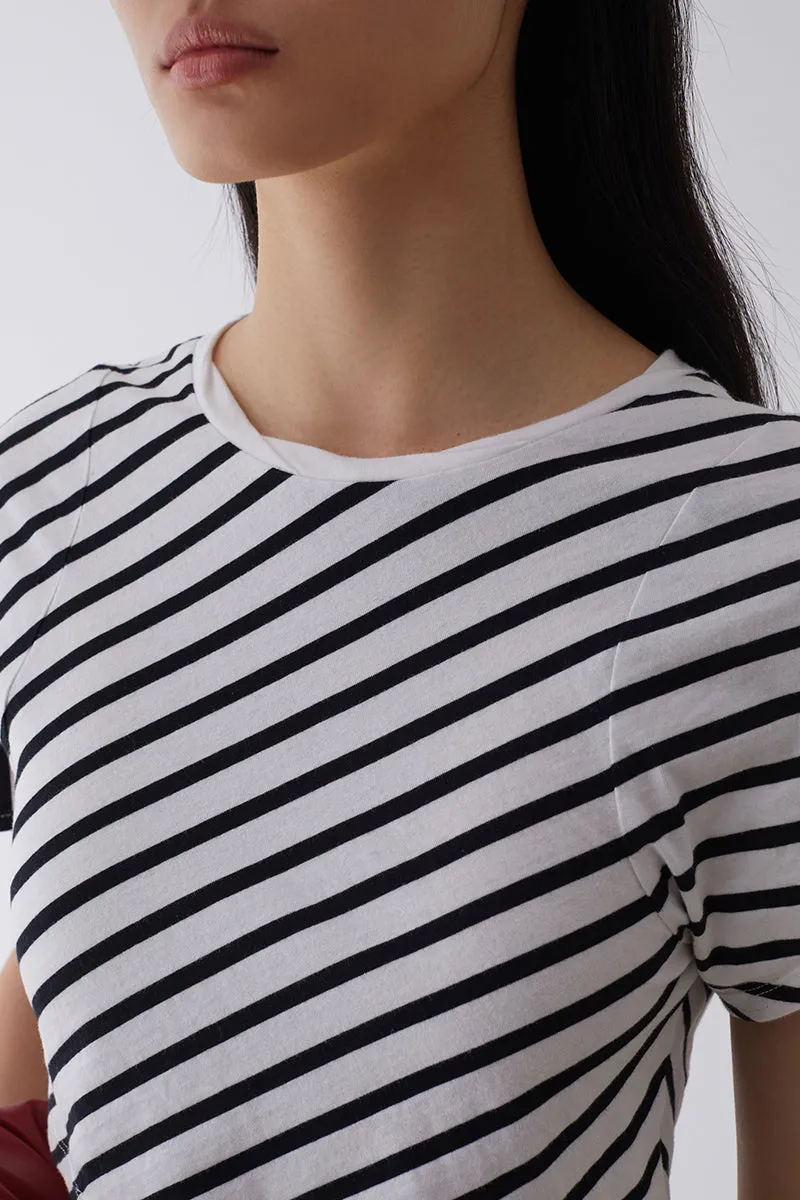Tank Top Construction Striped Short T-Shirt