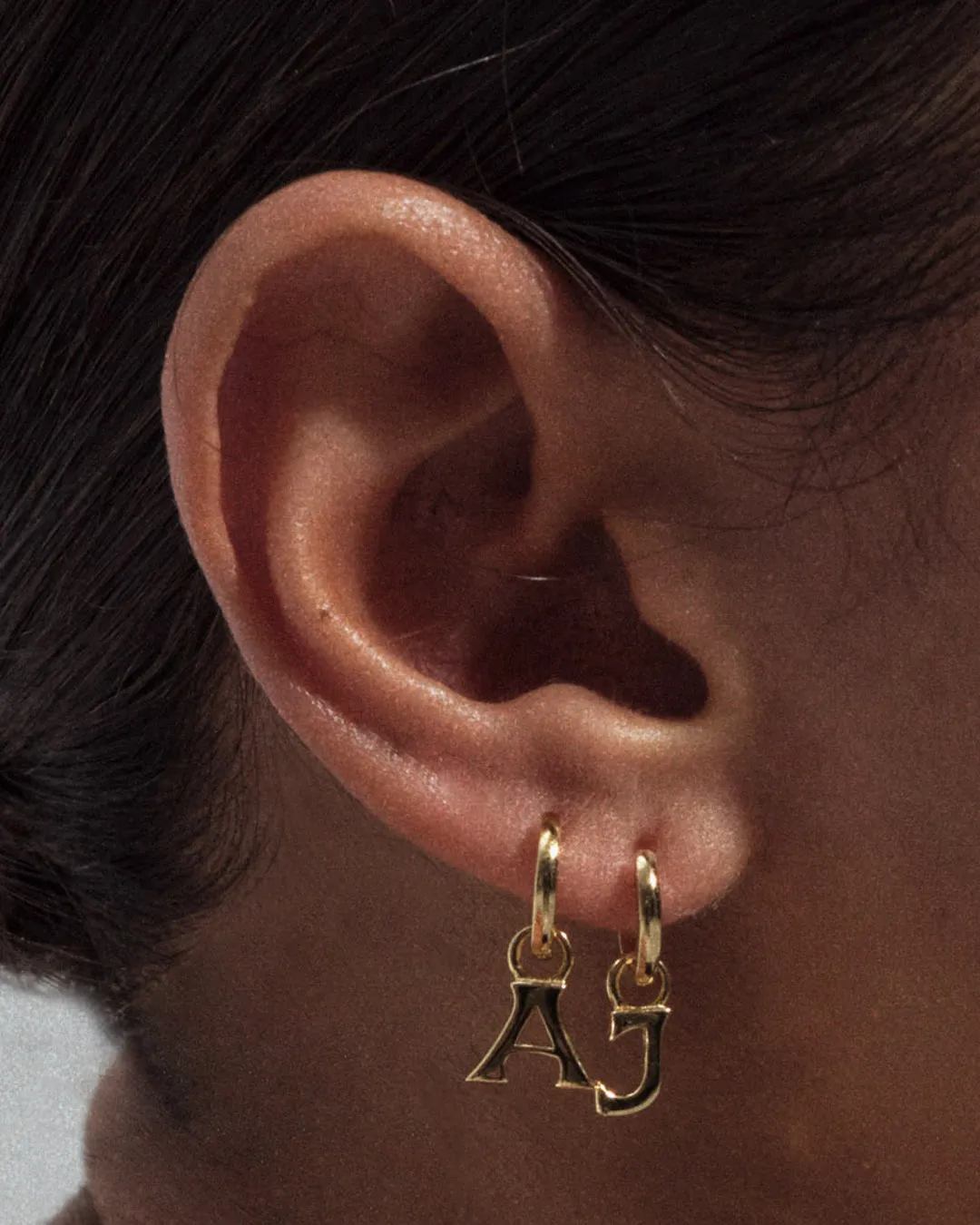 The Plain Metal Hoops with Initial Charms [Vintage]