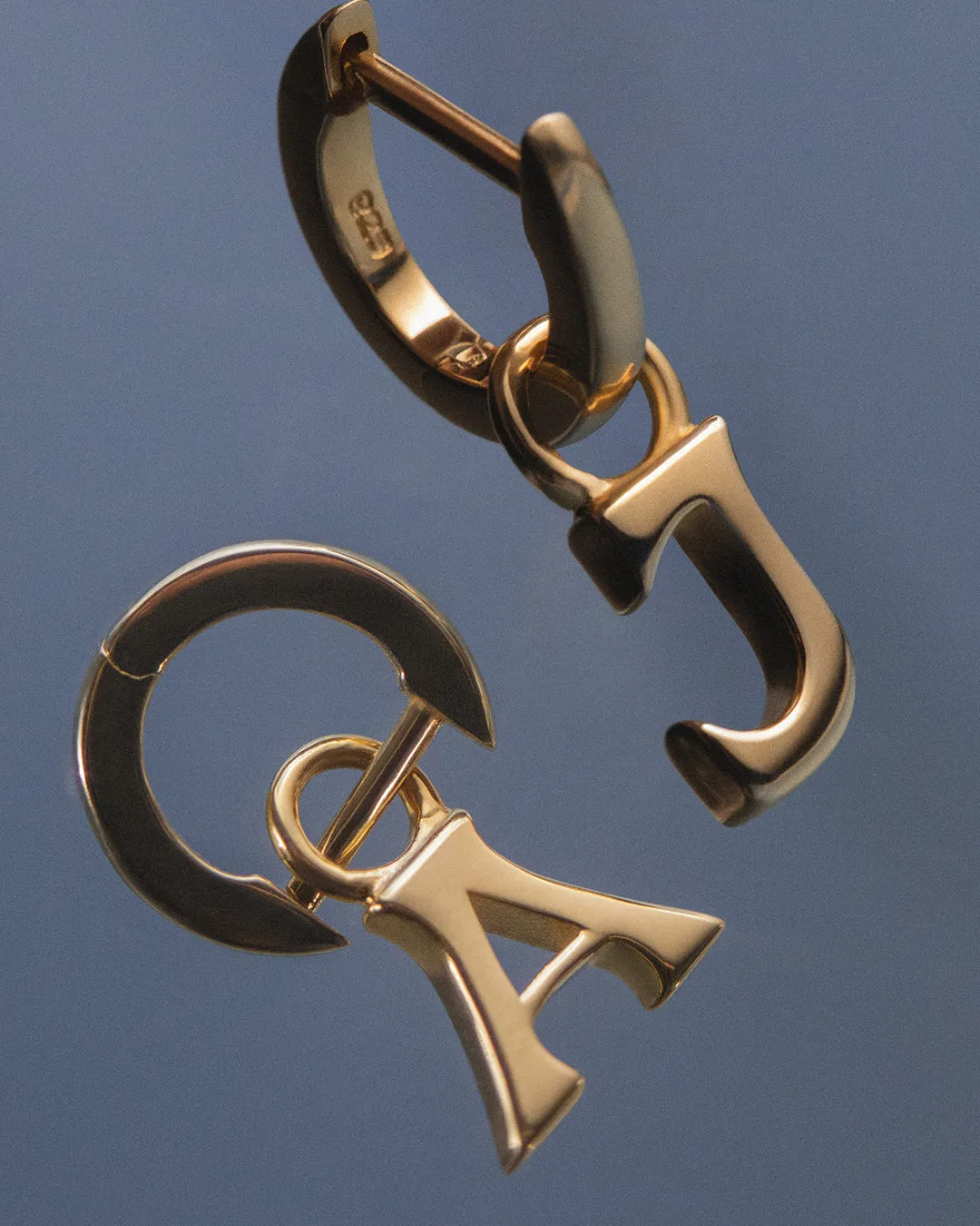 The Plain Metal Hoops with Initial Charms [Vintage]