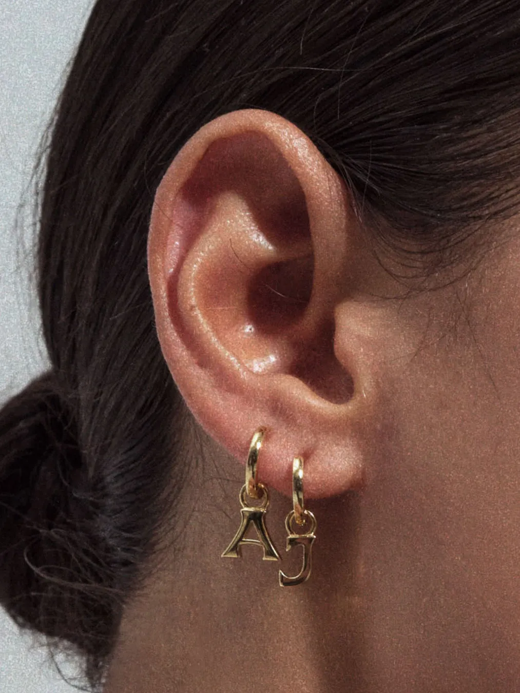 The Plain Metal Hoops with Initial Charms [Vintage]