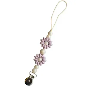 Three Hearts Petite Ila Pacifier & Toy Clip - Lavender Fog