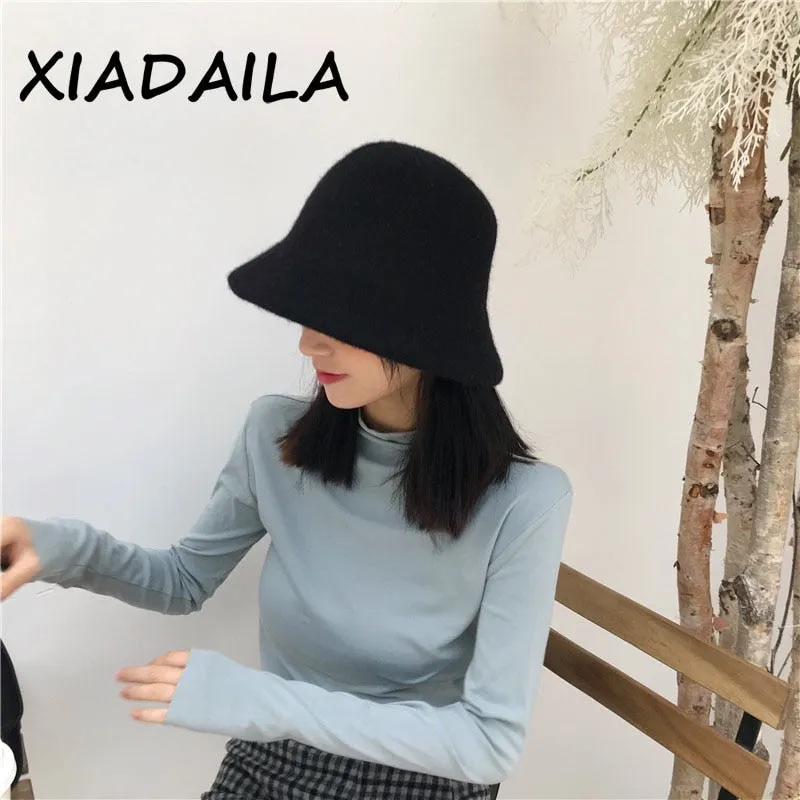 Versatile Spring Foldable Bucket Hats crafted from Wool Blend