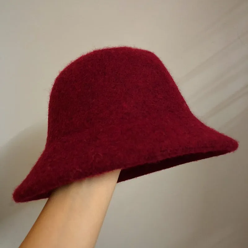Versatile Spring Foldable Bucket Hats crafted from Wool Blend