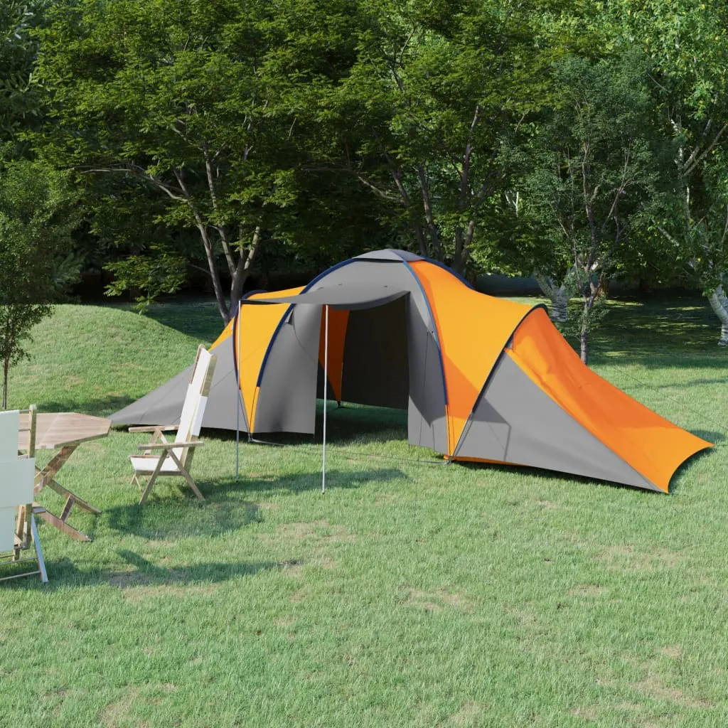 vidaXL Camping Tent 6 Persons Gray and Orange - Spacious and Easy-to-Set-Up