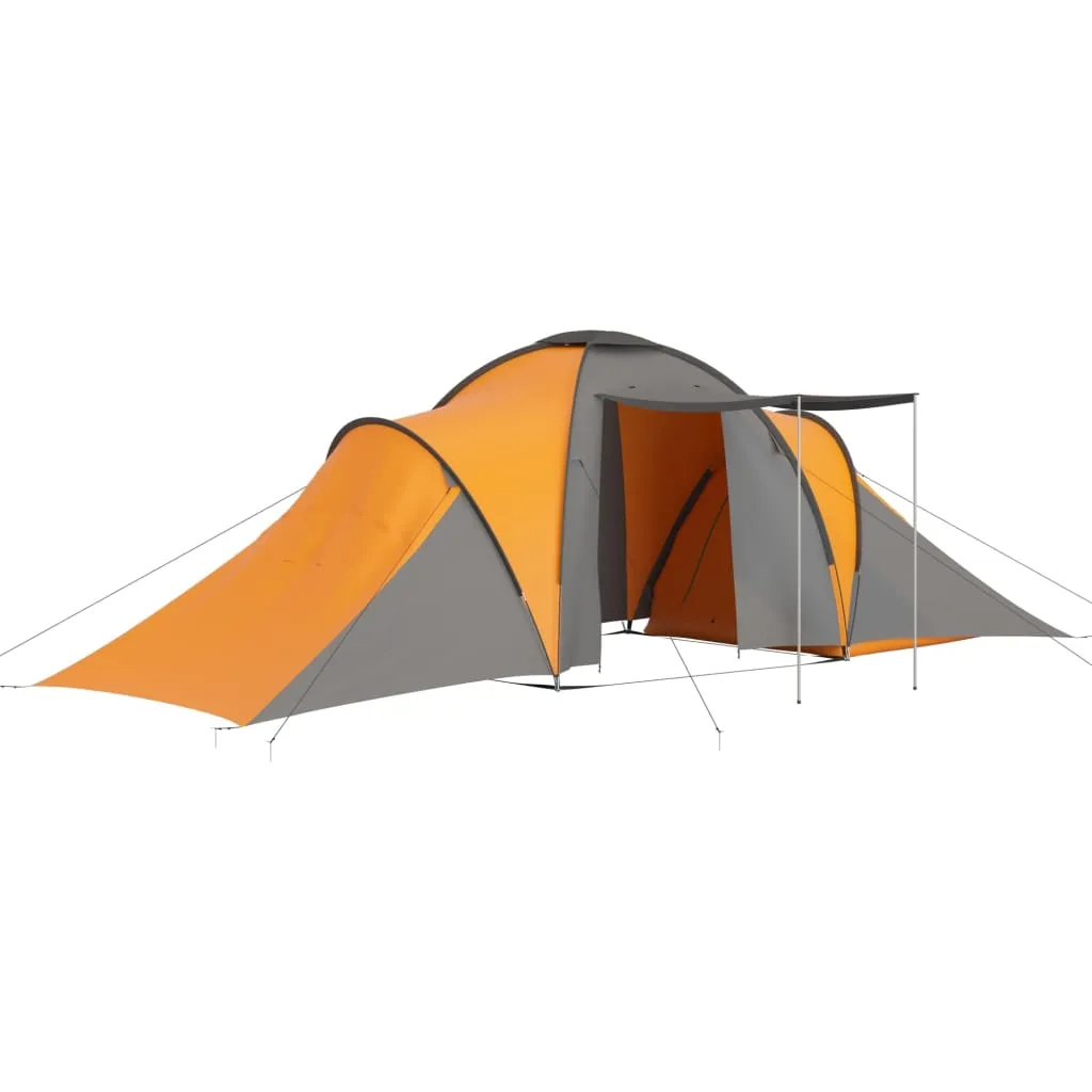 vidaXL Camping Tent 6 Persons Gray and Orange - Spacious and Easy-to-Set-Up