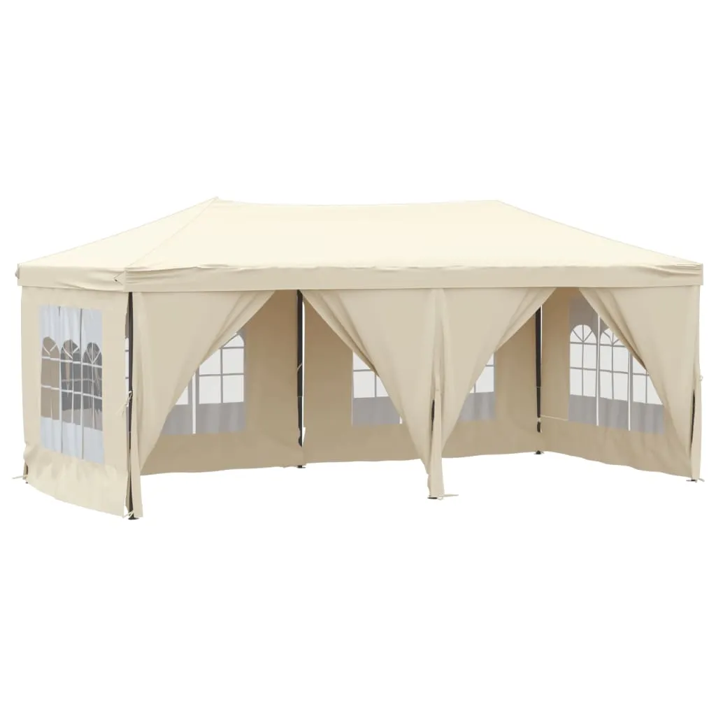 vidaXL Folding Party Tent with Sidewalls Cream 3x6 m