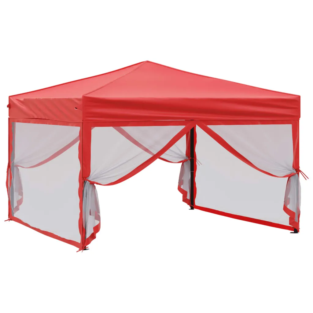vidaXL Folding Party Tent with Sidewalls Red 3x3 m