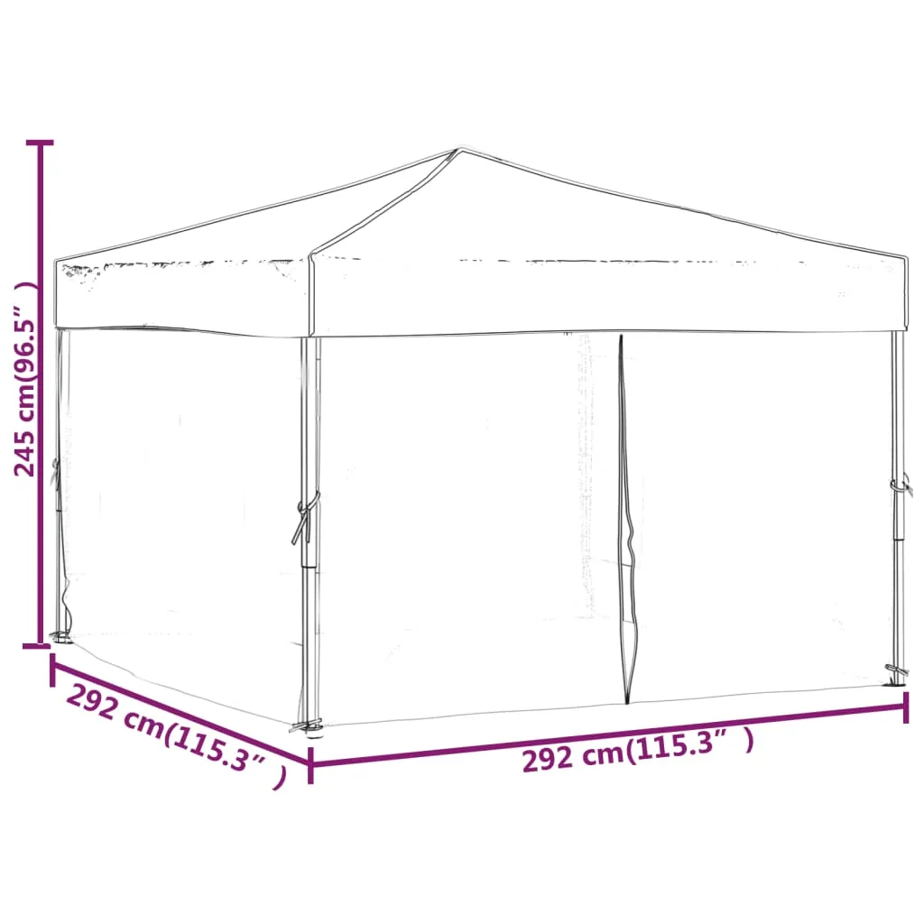 vidaXL Folding Party Tent with Sidewalls Red 3x3 m