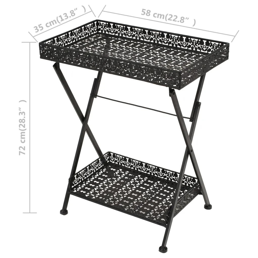 vidaXL Folding Tea Table Vintage Style Metal 58x35x72 cm Black
