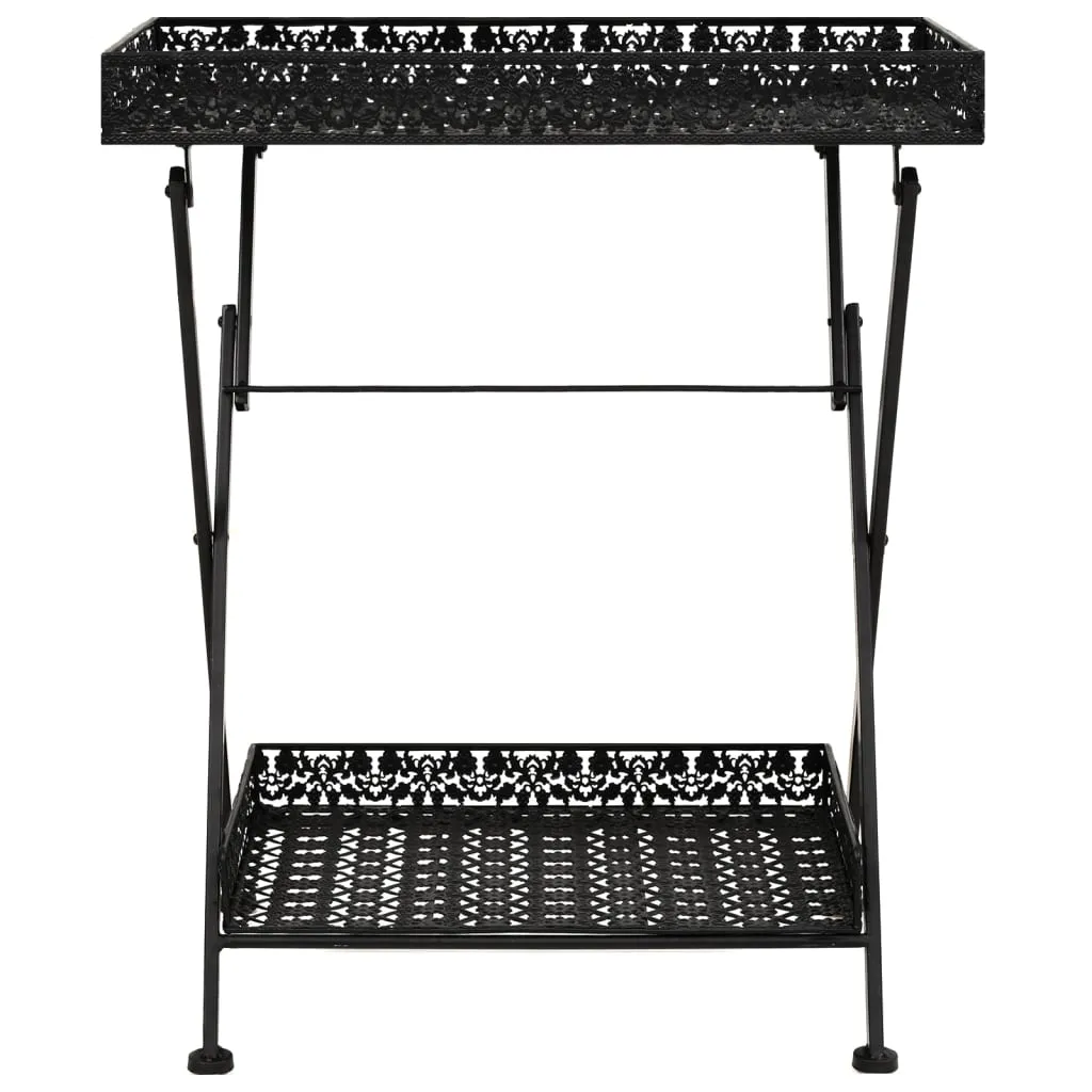 vidaXL Folding Tea Table Vintage Style Metal 58x35x72 cm Black