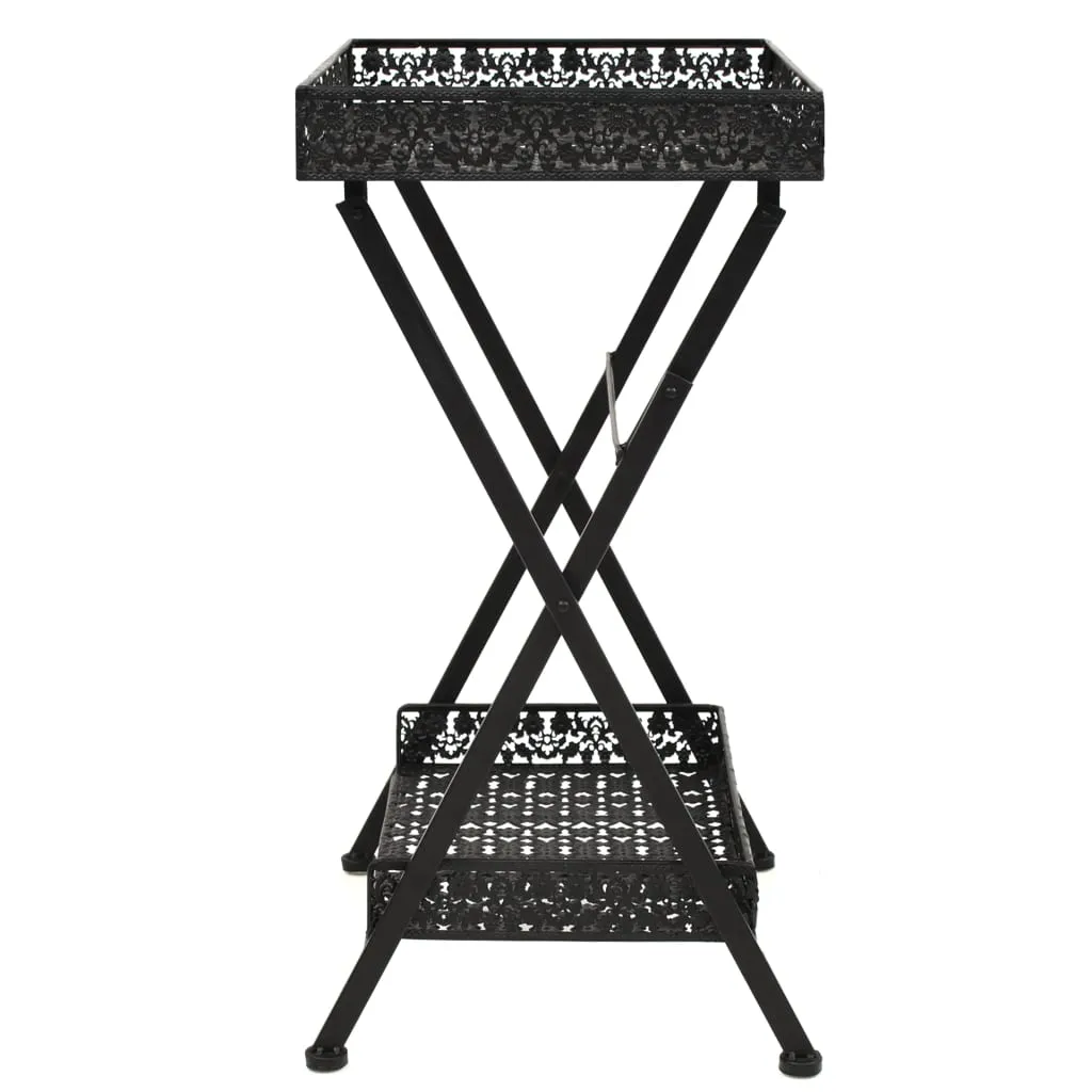 vidaXL Folding Tea Table Vintage Style Metal 58x35x72 cm Black