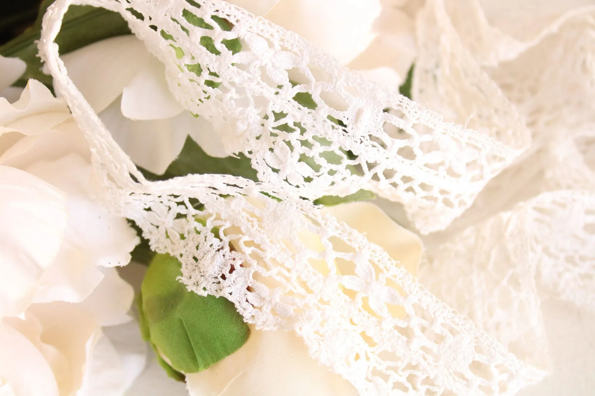 Vintage 1910s 1920s White Crochet Lace Trim, 65" Long, 1.5" Wide