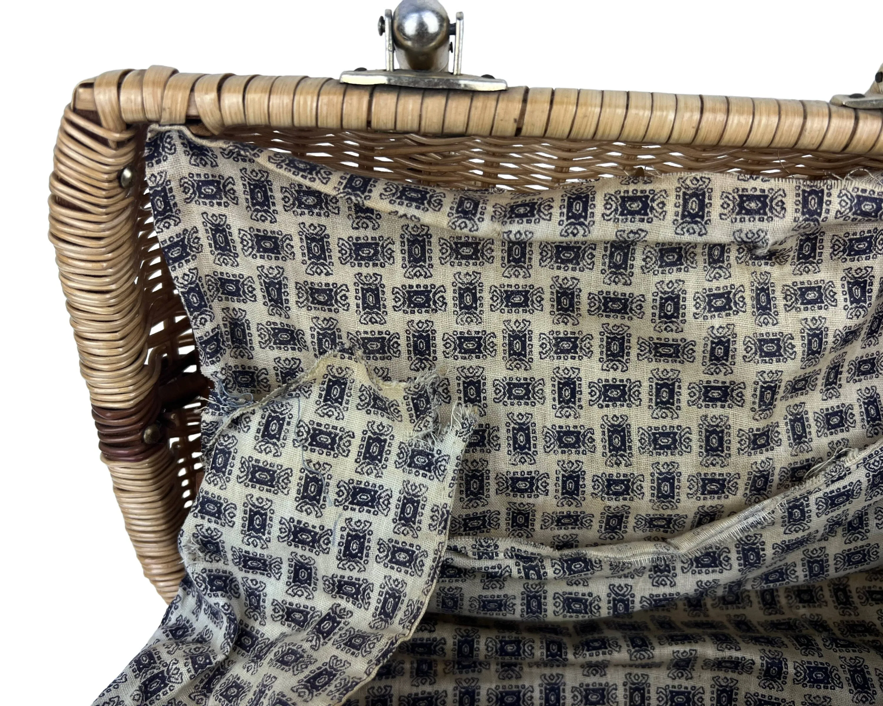 Vintage 1960s Wicker Handbag Purse Stein Novelty Import Hong Kong