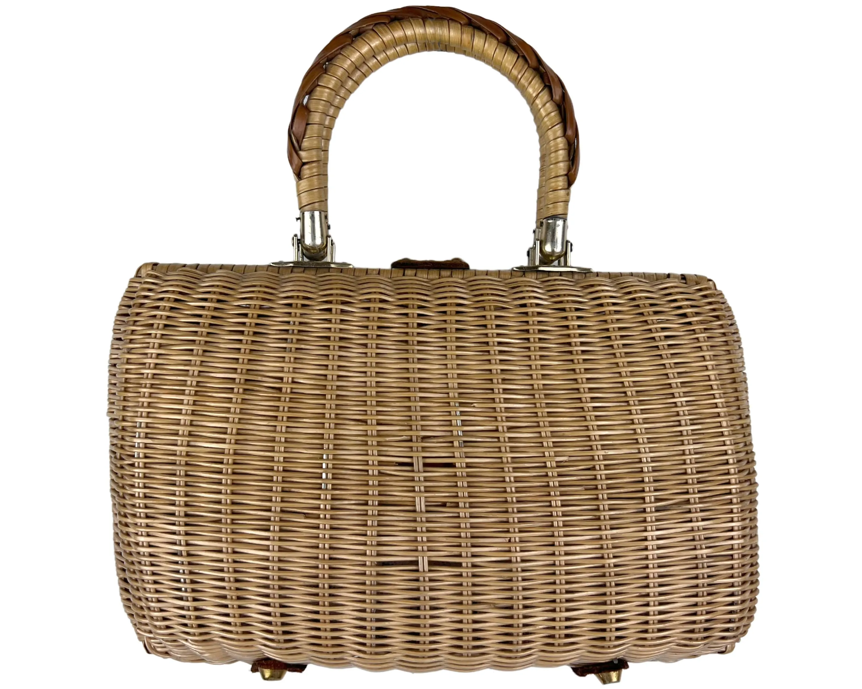 Vintage 1960s Wicker Handbag Purse Stein Novelty Import Hong Kong