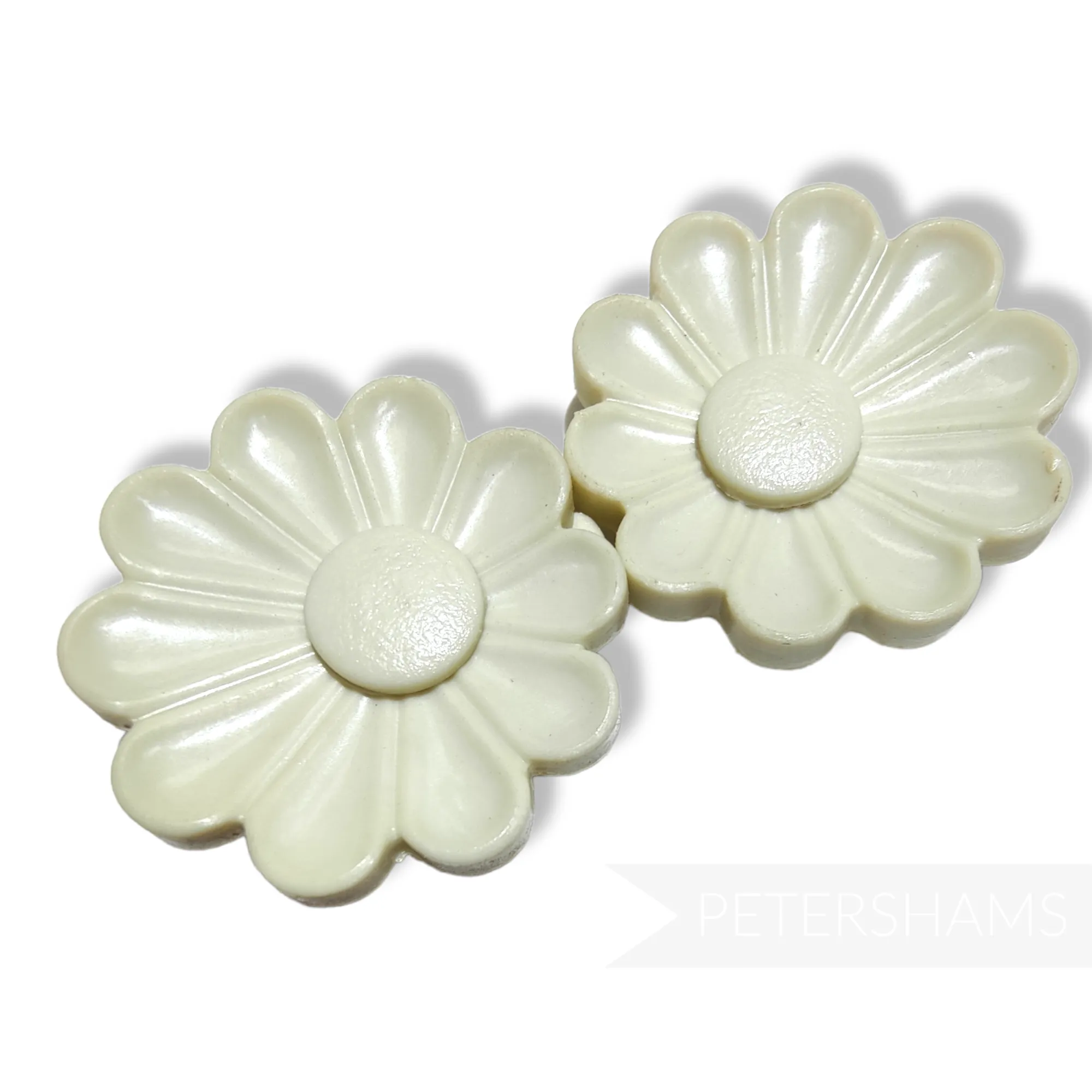Vintage 1980s Double Daisy Plastic Hat / Belt Buckle 70x35mm