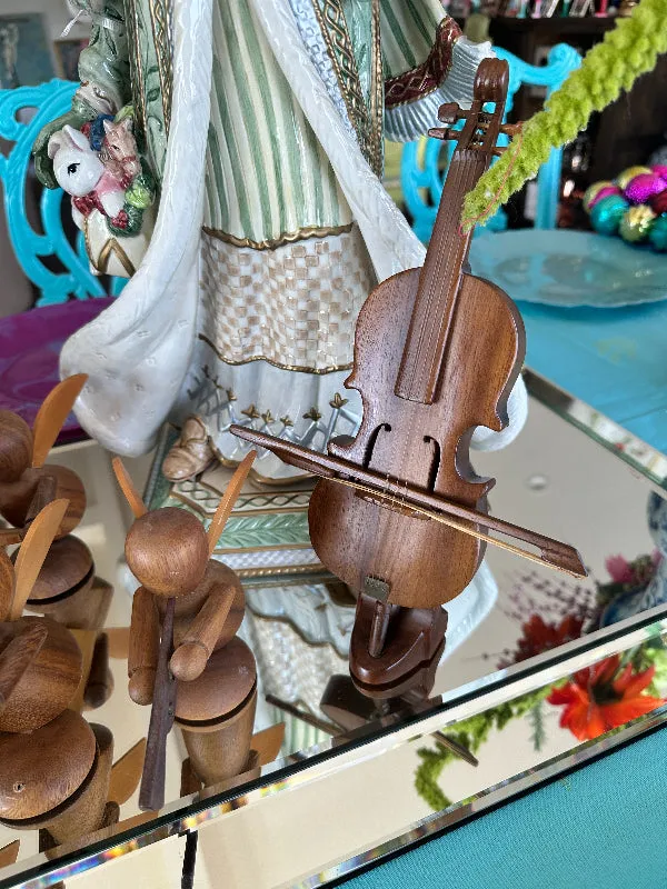 Vintage Angel Band Figurine Set, Teak Wood, Mid Century Modern