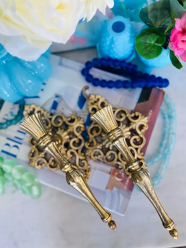 Vintage Brass Sconces Pair Diamond Shape