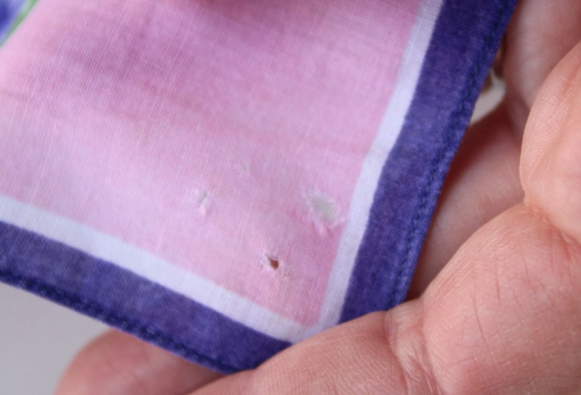 Vintage Cotton Purple Rose Floral Print Hankie