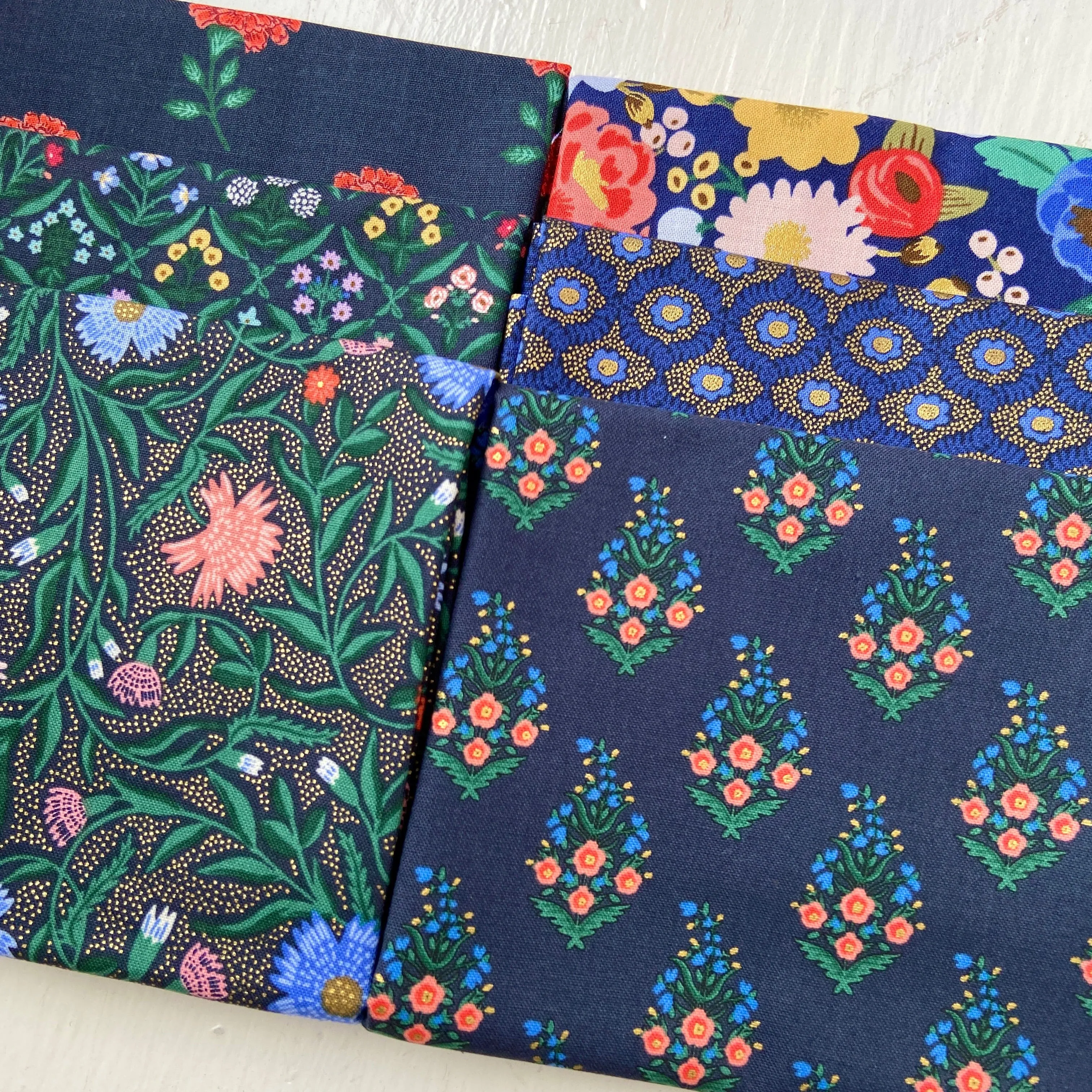 Vintage Garden Collection by Rifle Paper Co. - Dark Blues Fat Quarter Bundle