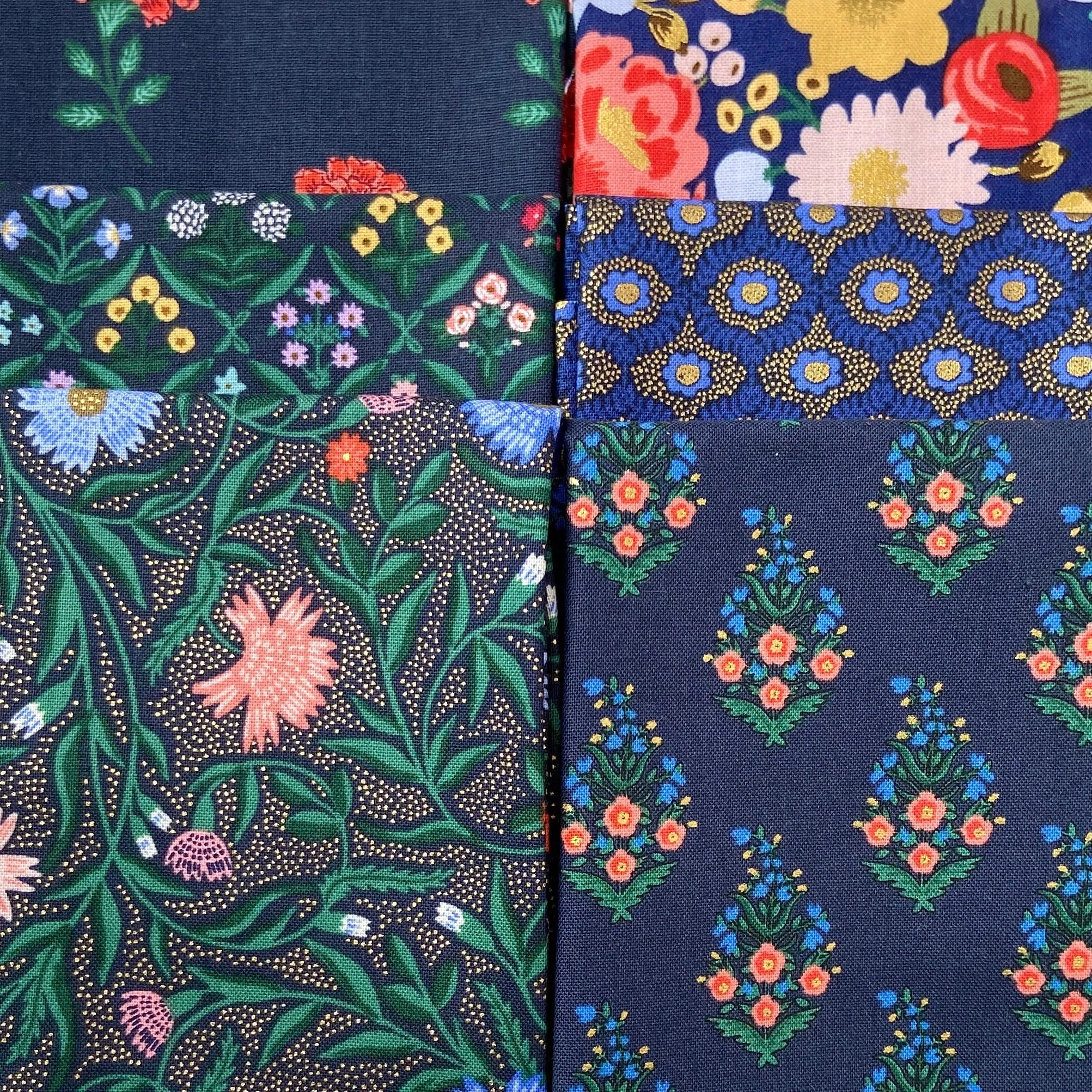 Vintage Garden Collection by Rifle Paper Co. - Dark Blues Fat Quarter Bundle