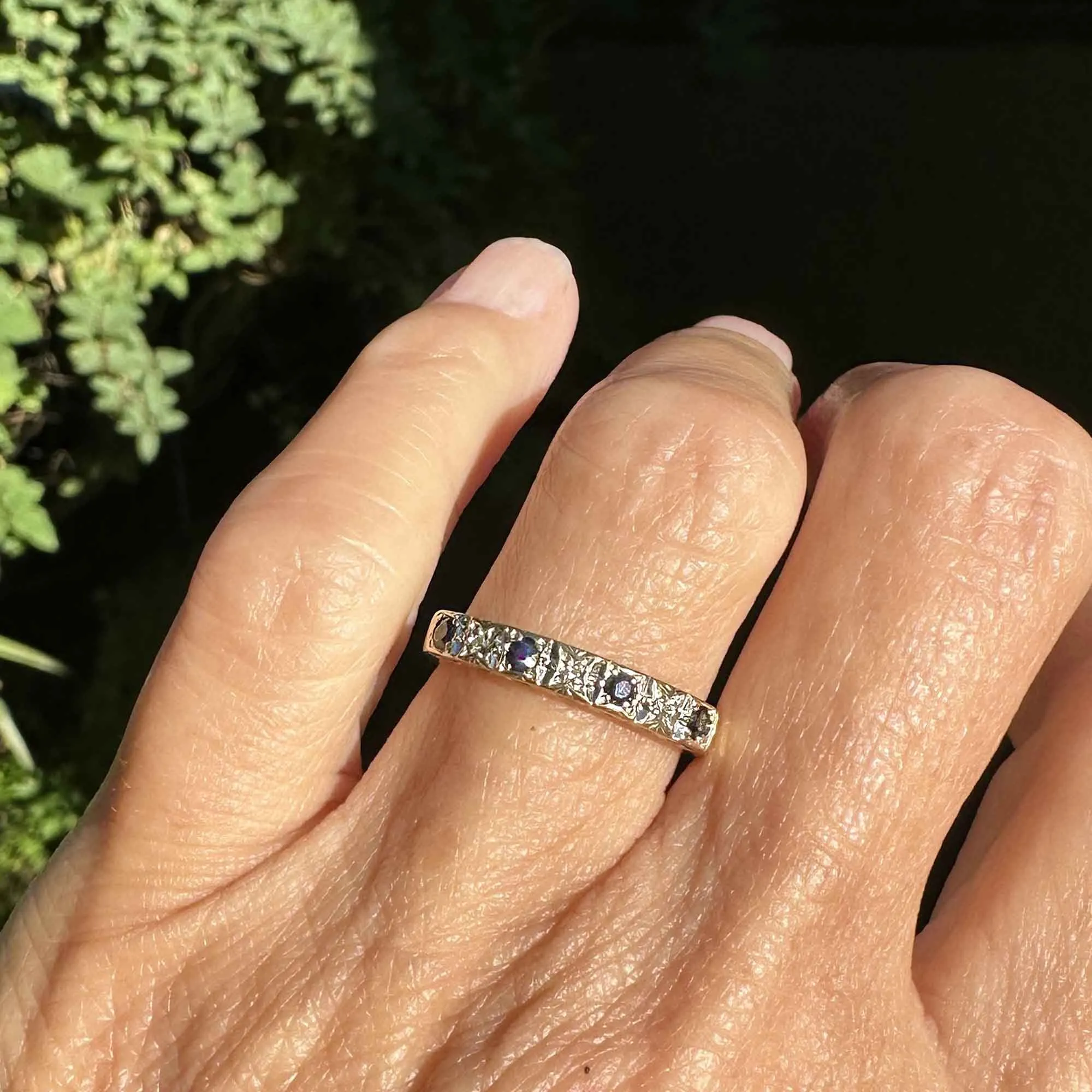 Vintage Gold Sapphire Diamond Ring Band